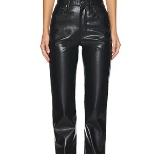 Abercrombie & Fitch Black Vegan Leather 90s Ultra High-Rise Straight Pants